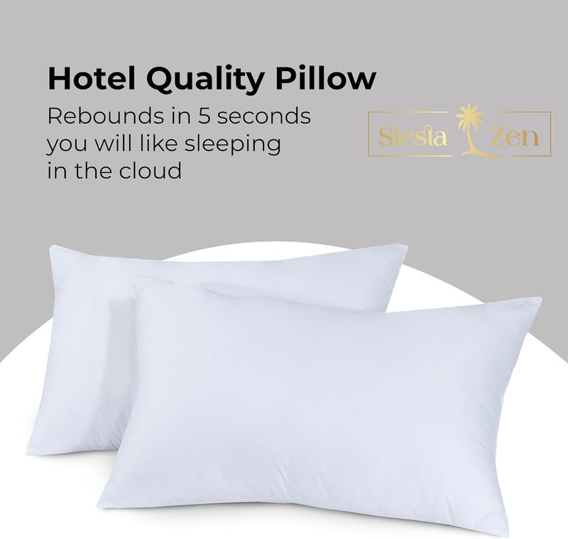 Siesta Zen Hotel Quality Pair of Standard Hollow-fiber Filled Pillows - Breathable, Hypoallergenic, Plush Down Alternative - Image 5